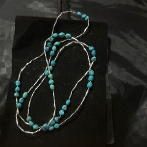 Elegant Turquoise and Silver Beaded Necklace, sleeping beauty turquoise